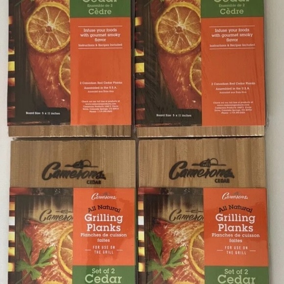 Camerons Gourmet Cedar Grilling Planks Lot Set Of 4 Pack Smoky Recipes Included - Picture 2 of 7